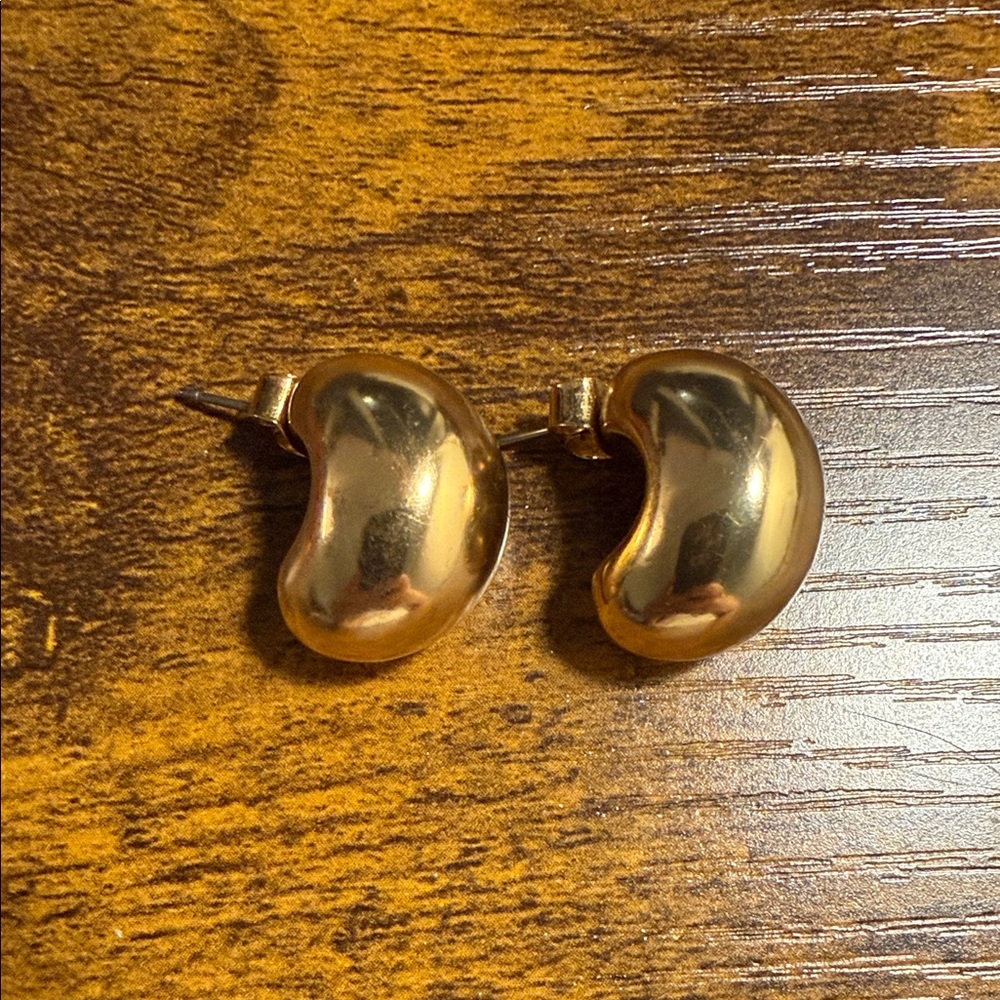 Gold J Crew Bean-Shaped Earrings
